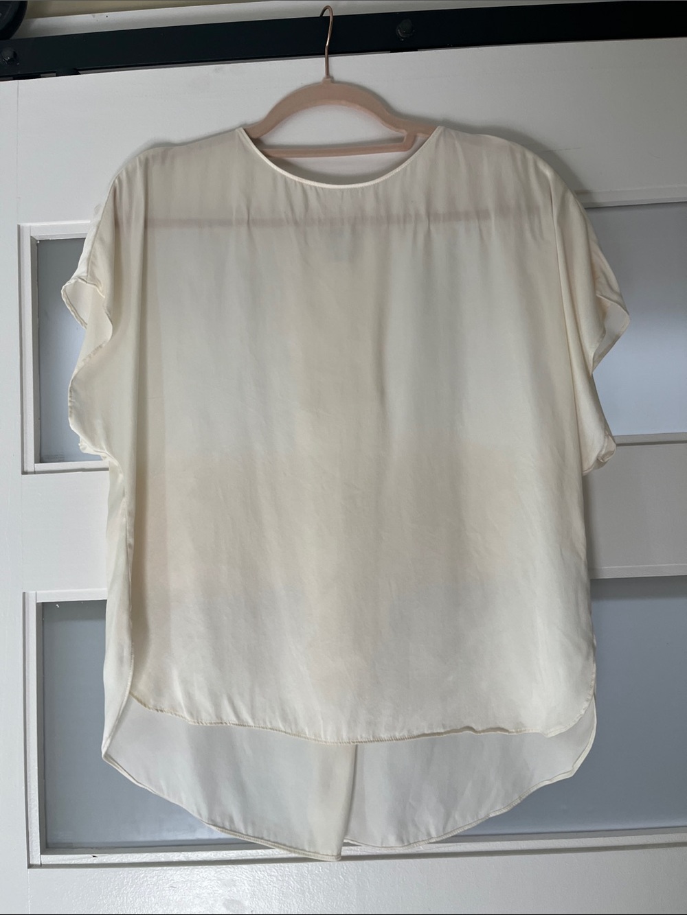 Banana Republic silk ivory Cream Short dolman Sleeve Blouse XS loose fit boxy